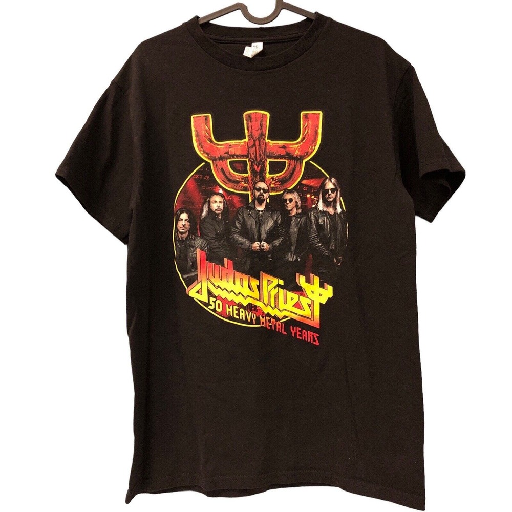 Judas Priest 50 Heavy Metal Years Tour Graphics Black T-Shirt M 50th Anniversary